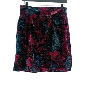 Vintage Rampage Y2K Festival Multicolor Abstract Floral Velvet Mini Skirt